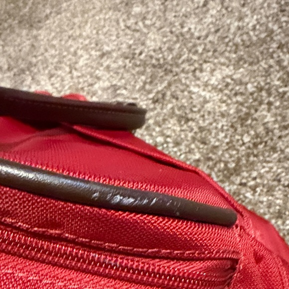 Chaps Red Tote with Brown Trim and Dual Handles - Picture 10 of 11